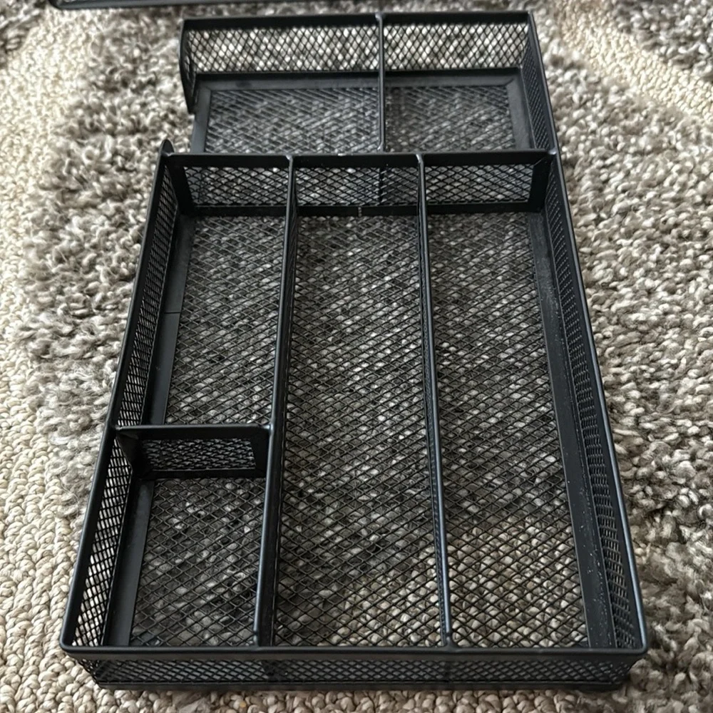 3-Piece Heavy Duty Black Mesh Desk Organizer set.